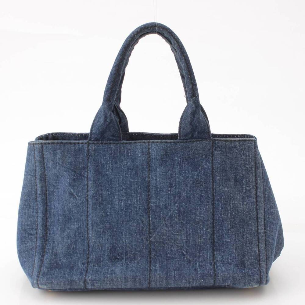 Prada Canapa Denim Tote Bag Handbag Indigo Blue - Picture 4 of 10